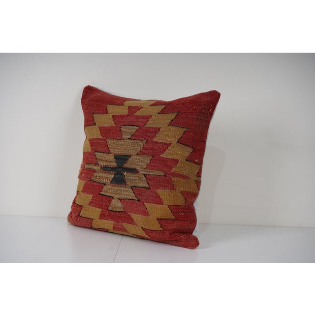 Mid-Century Modern Striped Pillow Cases Fashioned Out of a Mid-20th Century Anatolian Kilim For Sale - Image 3 of 4