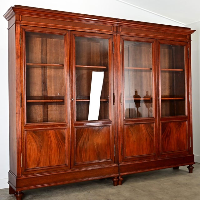 French 19th Century Mahogany Louis XVI Style Bibliotheque For Sale - Image 9 of 15