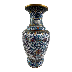 Chinese Cloisonne Enamel Vase With Floral Scrolls