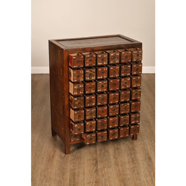 Antique Chinese Elm Wood Apothecary Cabinet With Multiple Drawers For Sale - Image 4 of 18