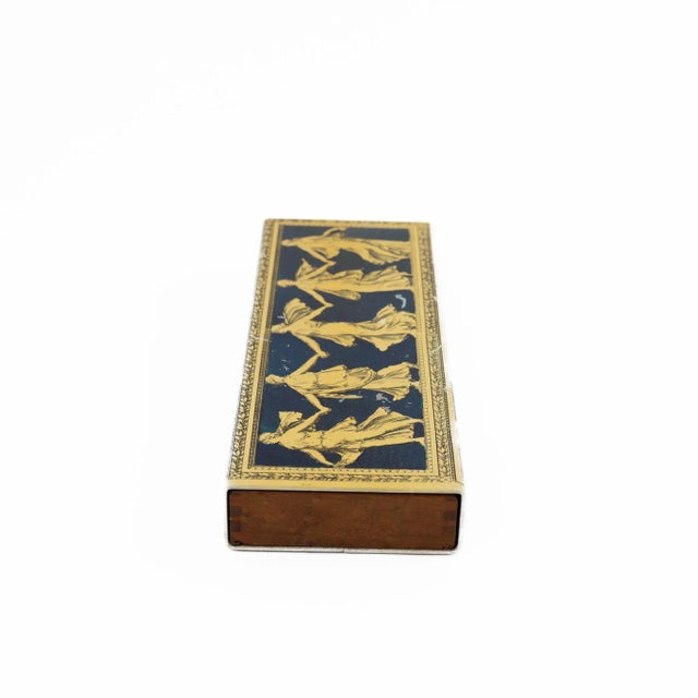 Wood Vintage Greek Muses Metal Decorative Box With Sliding Wood Interior For Sale - Image 7 of 13