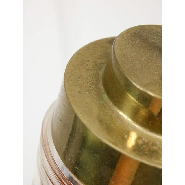 Vintage Italian Brass and Glass Lantern Pendant Lamp, 1960s For Sale - Image 4 of 18