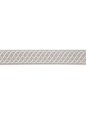 Scalamandre Helix Embroidered Tape, Silver Grey Fabric