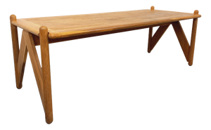 Large Vintage Brutalist Table in Oak, 1960s