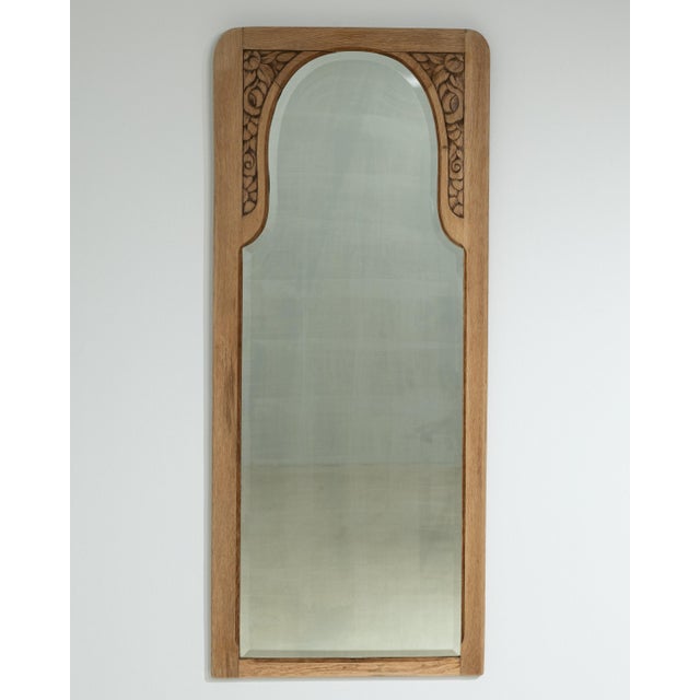 Circa 1910 French Art Nouveau Natural Wood Wall Mirror For Sale - Image 4 of 8