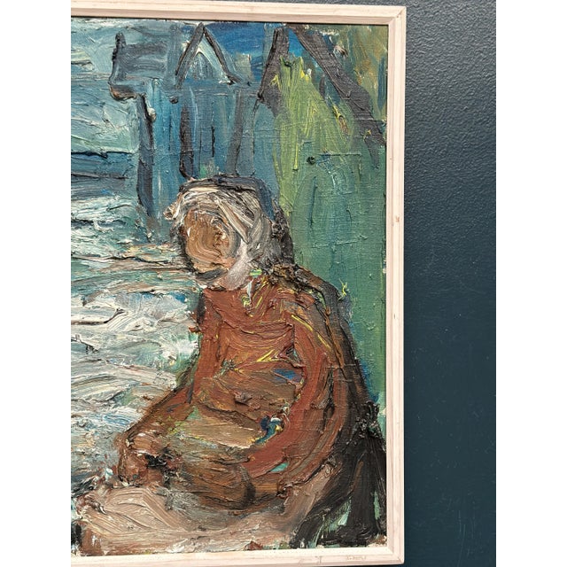 Einar Emland, Figure by the Harbor, 1950s, Oil Painting on Canvas, Framed For Sale - Image 4 of 18