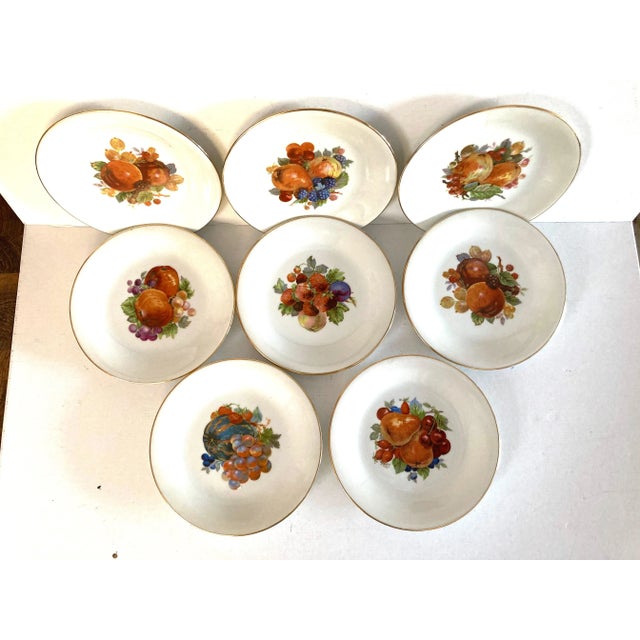 Vintage M&R Made in France assorted painted fruit plates set-8.