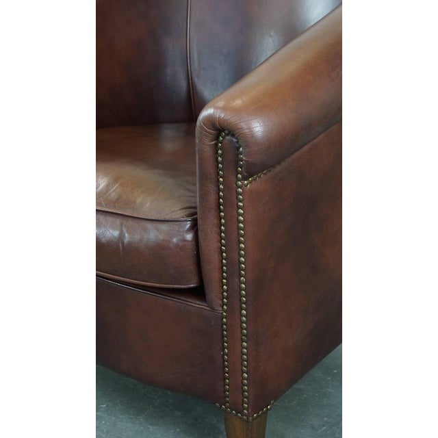 English Style Club Chair in Cowhide Leather For Sale - Image 13 of 14