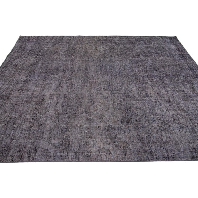 Mid 20th Century Vintage Persian Overdyed Handmade All-Over Gray Wool Rug For Sale - Image 5 of 11