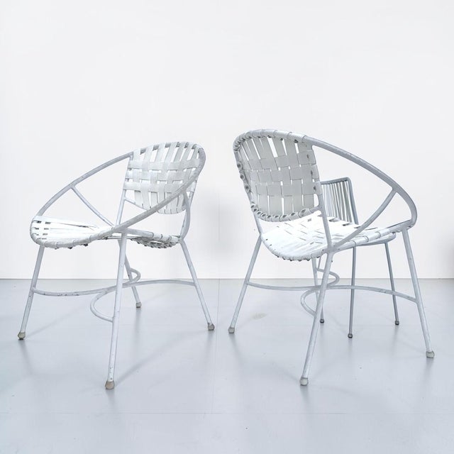 Metal 1960s Mid-Century Modern Wrought Iron Patio Radar Chairs - a Pair For Sale - Image 7 of 7