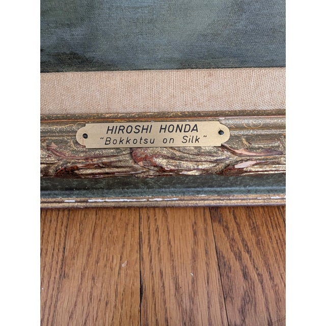 Hawaiian Artist Hiroshi Honda (1910-1970) Original Japanese Kacho-Ga Painting "Bokkotsu on Silk" For Sale - Image 4 of 10