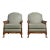 Mid 20th Century Pair of Eclectic Upholstered Armchairs with Rattan Accents For Sale