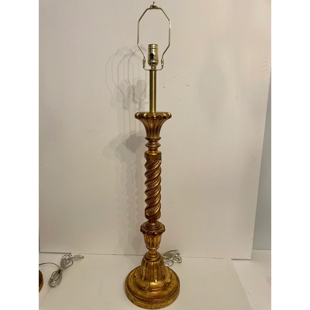 Pair Tall Italian Giltwood Lamps For Sale - Image 12 of 12