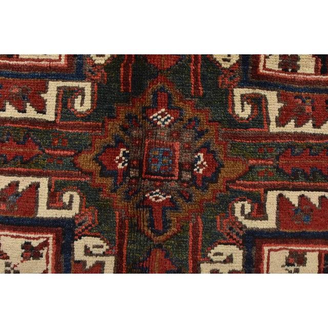 Red Heriz Rug 8'6'' X 10'3'' Red Wool Vintage Tribal Hand-Knotted Oriental Carpet For Sale - Image 8 of 15