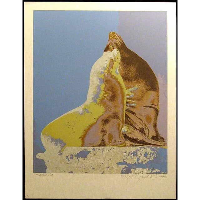 Contemporary 1979 "Seal Point" Abstract Serigraph with Gold Metallic Ink by Greg McBride For Sale - Image 3 of 5