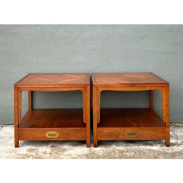 Late 20th Century Vintage Baker Milling Road Campaign Side Tables - A Pair For Sale - Image 5 of 12