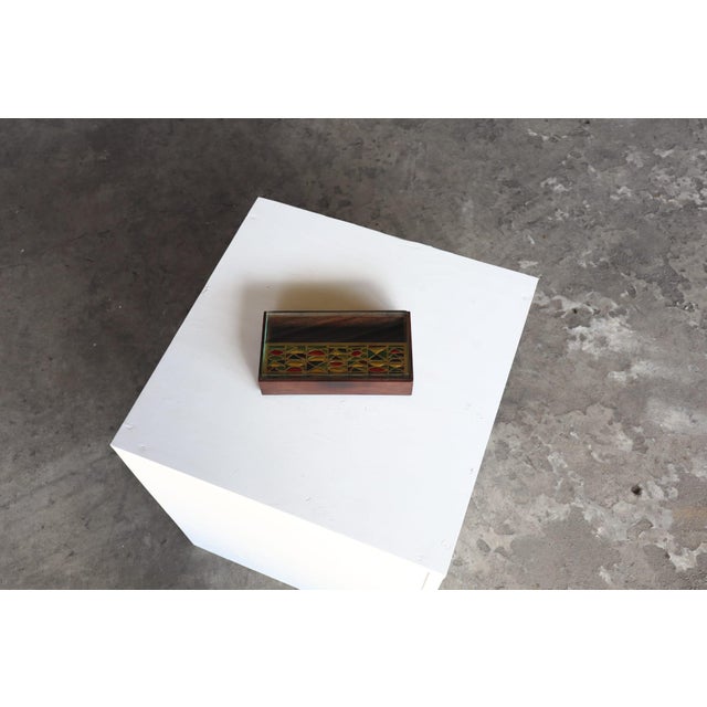 Mid-Century Modern Italian Lidded Box in Wood and Cut Crystal by Erwin Burger for Burger Kunstglas, 1950s For Sale - Image 4 of 7