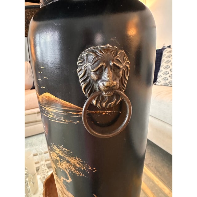 Black 1990s Theodore Alexander Hand-Painted Chinoiserie Table Lamps – Pair For Sale - Image 8 of 16