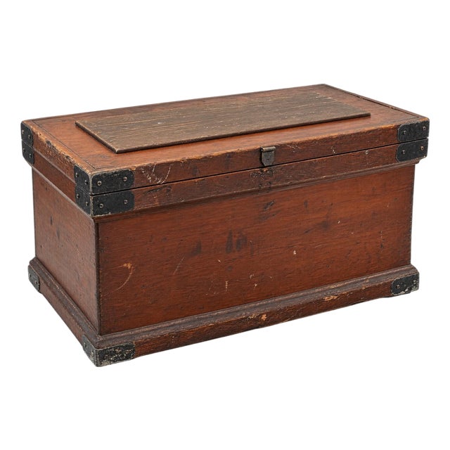 Vintage Carpenter's Chest With Aged Steel Hardware For Sale