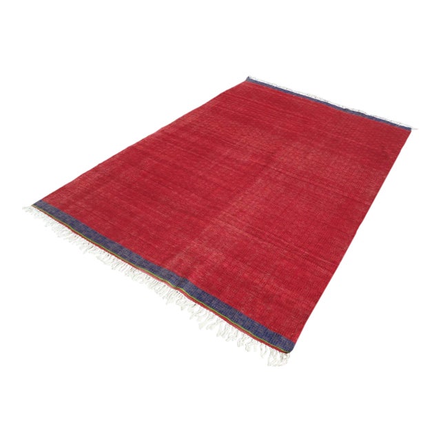 Vintage Turkish Tribal Red Kilim Rug-6’x8’11" For Sale