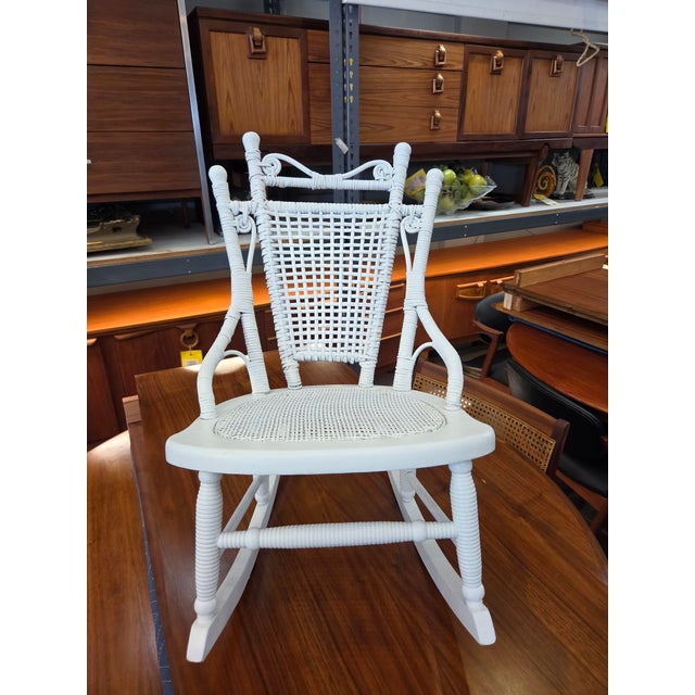 A very nice and cute child rocking chairs. Sturdy and ready for years of use. 15.5 deep rails 25 tall sear 11x11.5 seat...