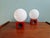 Mid-Century Modern Red Ceramic Bedside Lamps with Opaline Glass Globes, 1970s, Set of 2 For Sale - Image 3 of 14