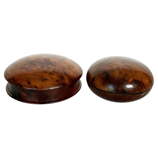 Vintage French Round Wooden Boxes, 1970, Set of 2 For Sale - Image 12 of 12