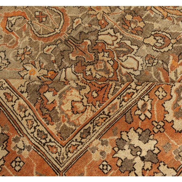 Brown 19th Century Indian Amritsar Brown, Beige and Salmon Wool Rug For Sale - Image 8 of 8