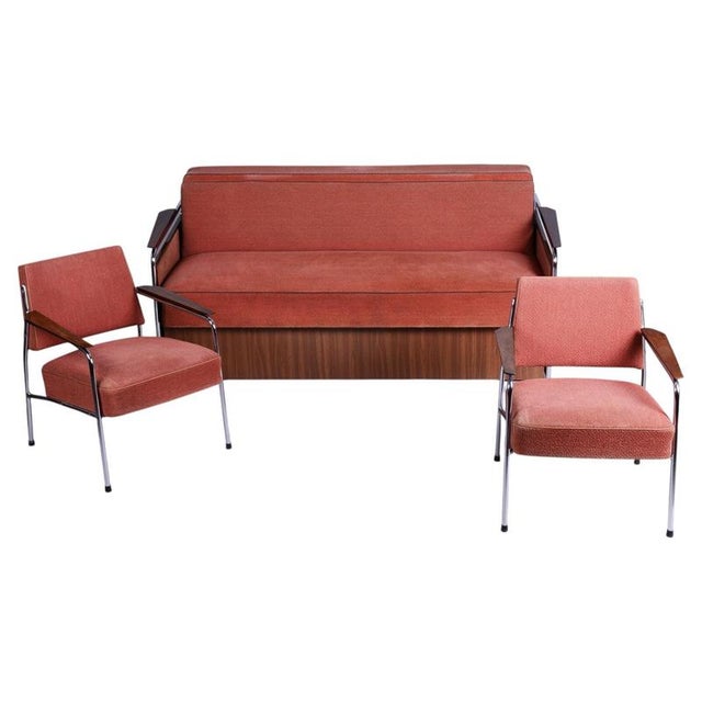 Bauhaus Seating Set in Tubular Chrome-Plated Steel, Czech, 1940s, Set of 3 For Sale - Image 14 of 14