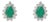 Vintage Style Pear Cut Emerald Diamond Halo Studs in Sterling Silver, a Pair For Sale