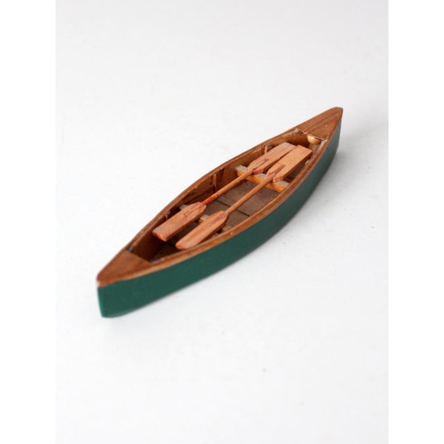 Mid-Century Handmade Wooden Canoe Model For Sale - Image 6 of 13