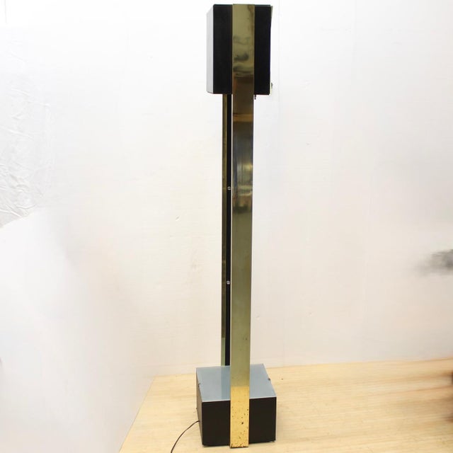 Vintage Postmodern Brass Tower Floor Clock With Shelves | 1970s Digital Grandfather Clock For Sale - Image 4 of 10