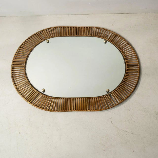 Mid-Century Modern Italian Wrought Iron Bamboo Mirror Frame, 1950s For Sale - Image 3 of 9