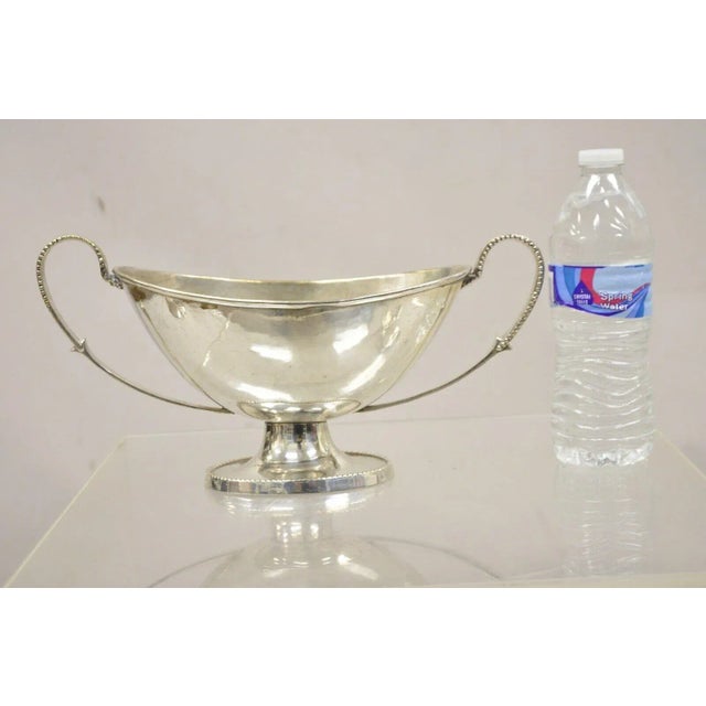 Antique English Victorian Silver Plated Urn Twin Handle Cup Small Fruit Bowl Candy Dish. Circa Early 20th Century....