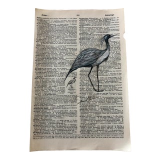 "Demoiselle" Original Contemporary Colored Pencil Drawing on Vintage Dictionary Page For Sale