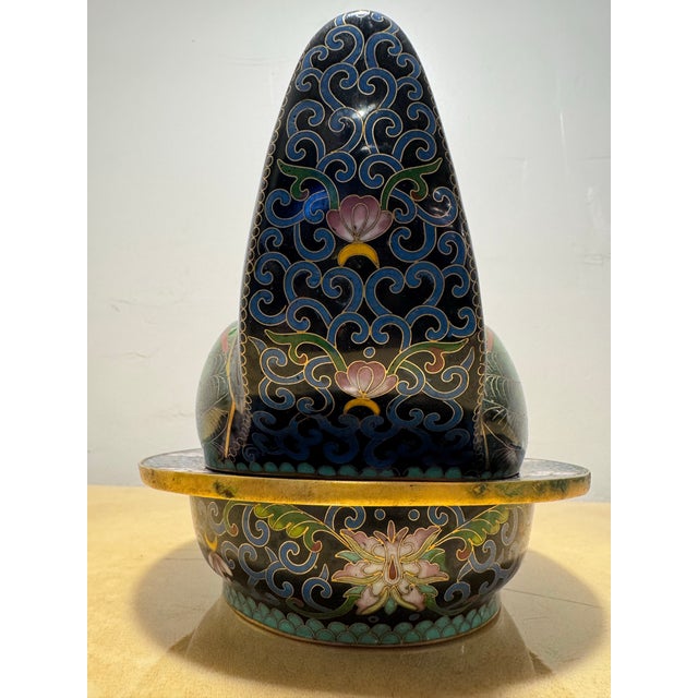 Chinese Cloisonné Chicken Hen and Chick Nesting Covered Box For Sale - Image 3 of 7