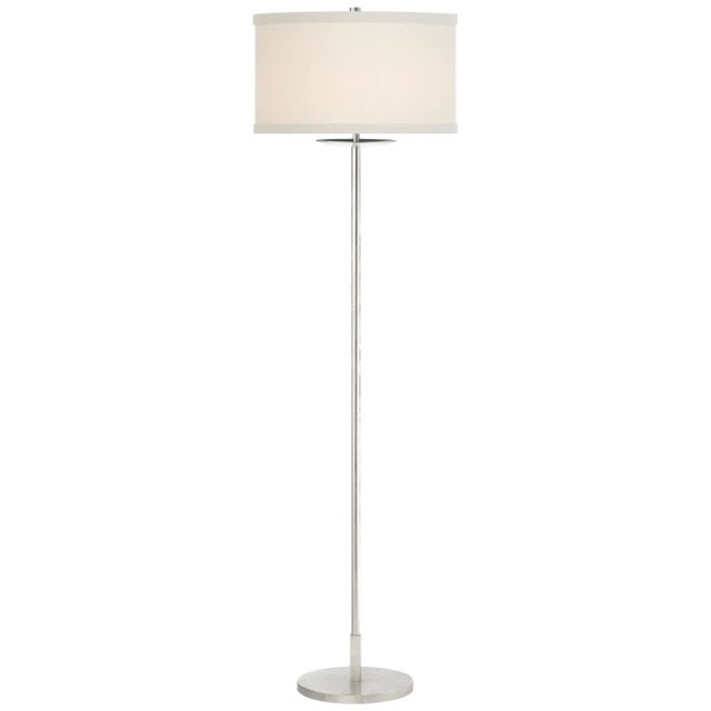 Kate Spade New York for Visual Comfort Signature Walker Medium Floor Lamp in Burnished Silver Leaf with Cream Linen Shade For Sale