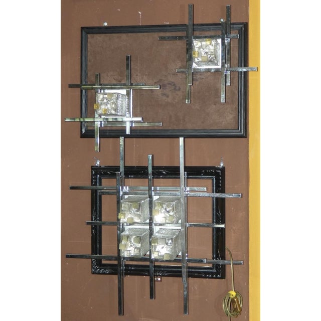 Modern Vintage Murano Glass and Steel Wall Lamps by Albano Poli for Poliarte, 1960s, Set of 3 For Sale - Image 3 of 18