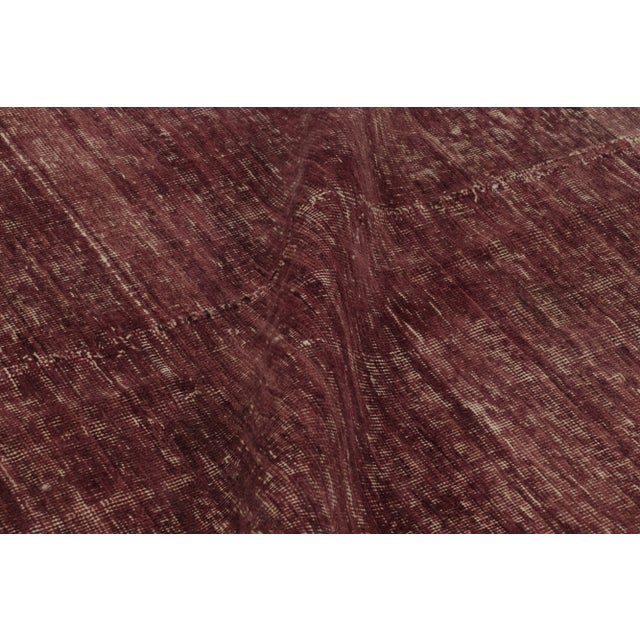 Textile Vintage Turkish Distressed Rug in Burgundy With Fine Black Motifs - Rug & Kilim For Sale - Image 7 of 8