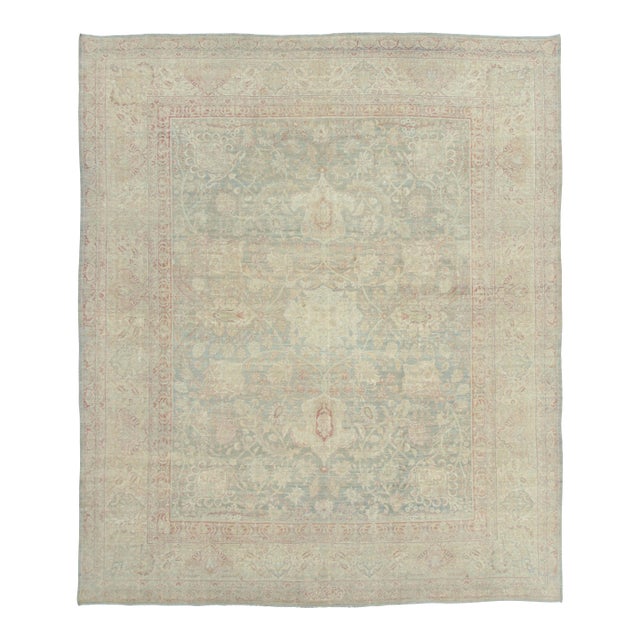 Oversized Antique Kerman Rug With Soft Pastel Floral Design - Rug & Kilim For Sale