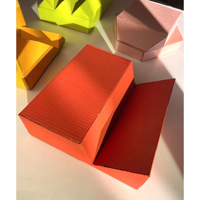 2020s Abstract Cardboard Sculpture in Red-Orange For Sale - Image 5 of 6