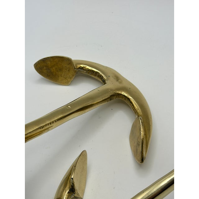 Mid-Century Modern Solid Brass Anchor Candlesticks — A Pair For Sale - Image 9 of 9