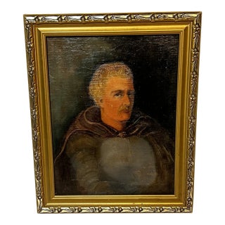 Antique Portrait Oil Painting on Board of a Gentleman, Framed For Sale