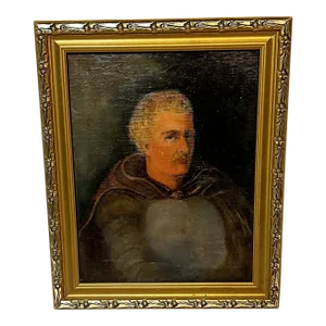 Antique Portrait Oil Painting on Board of a Gentleman, Framed