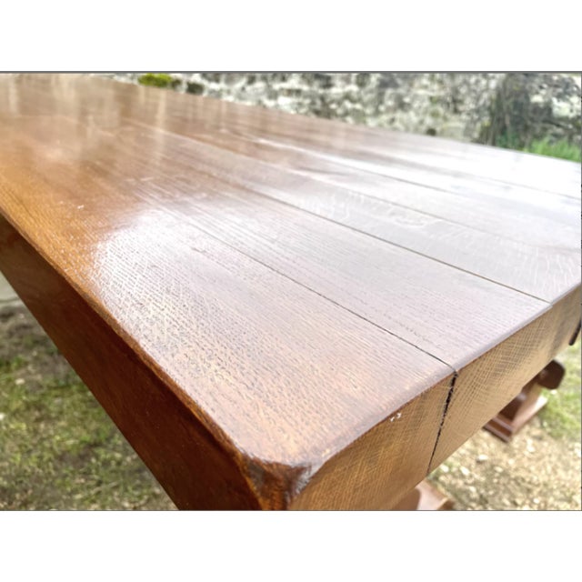 Brown Monastery Table and Benches in Oak, 1920s For Sale - Image 8 of 13