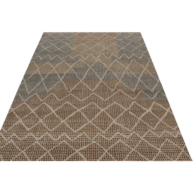 Tribal Rug & Kilim’s Distressed Moroccan Style Rug in Beige, Blue and Gray Pattern For Sale - Image 3 of 7