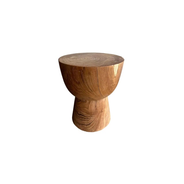 Sculptural Teak Wood Side Table, With Stunning Wood Textures, Modern Organic For Sale - Image 6 of 6