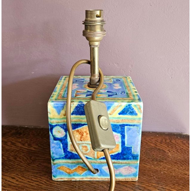 Art Deco Geometric Cube Table Lamp Base Produced by Crown Devon from there Mattajade range, with a super Geometric Aztec...