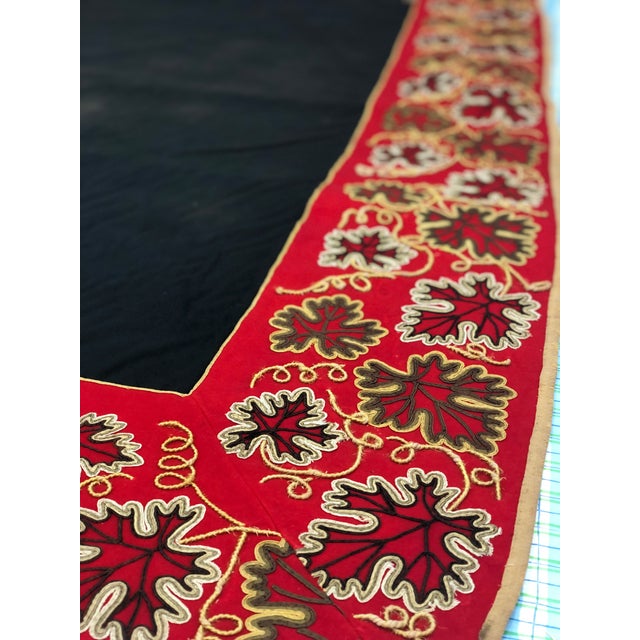 Large Antique Embroidered Textile Wall Hanging With Raised Floral Border — Possibly Portuguese For Sale - Image 10 of 13