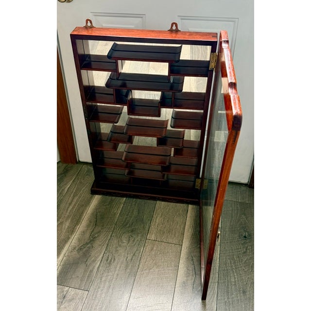 1970s Vintage Chinese Solid Rosewood Oriental Wall Curio For Sale - Image 5 of 14